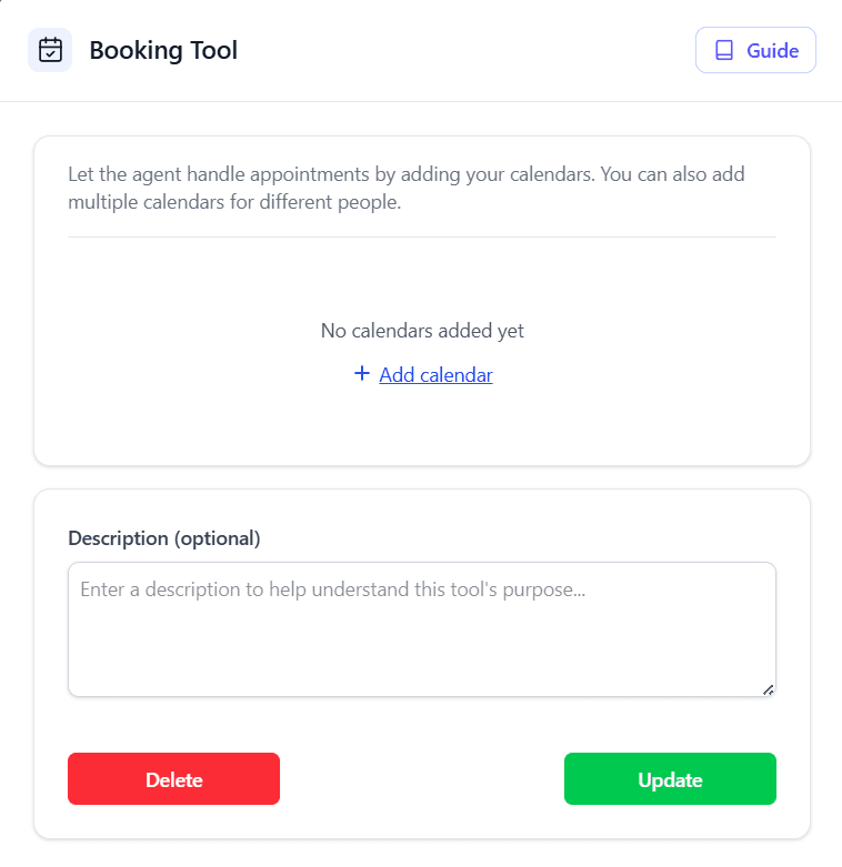 Add Calendar button in Booking Tool