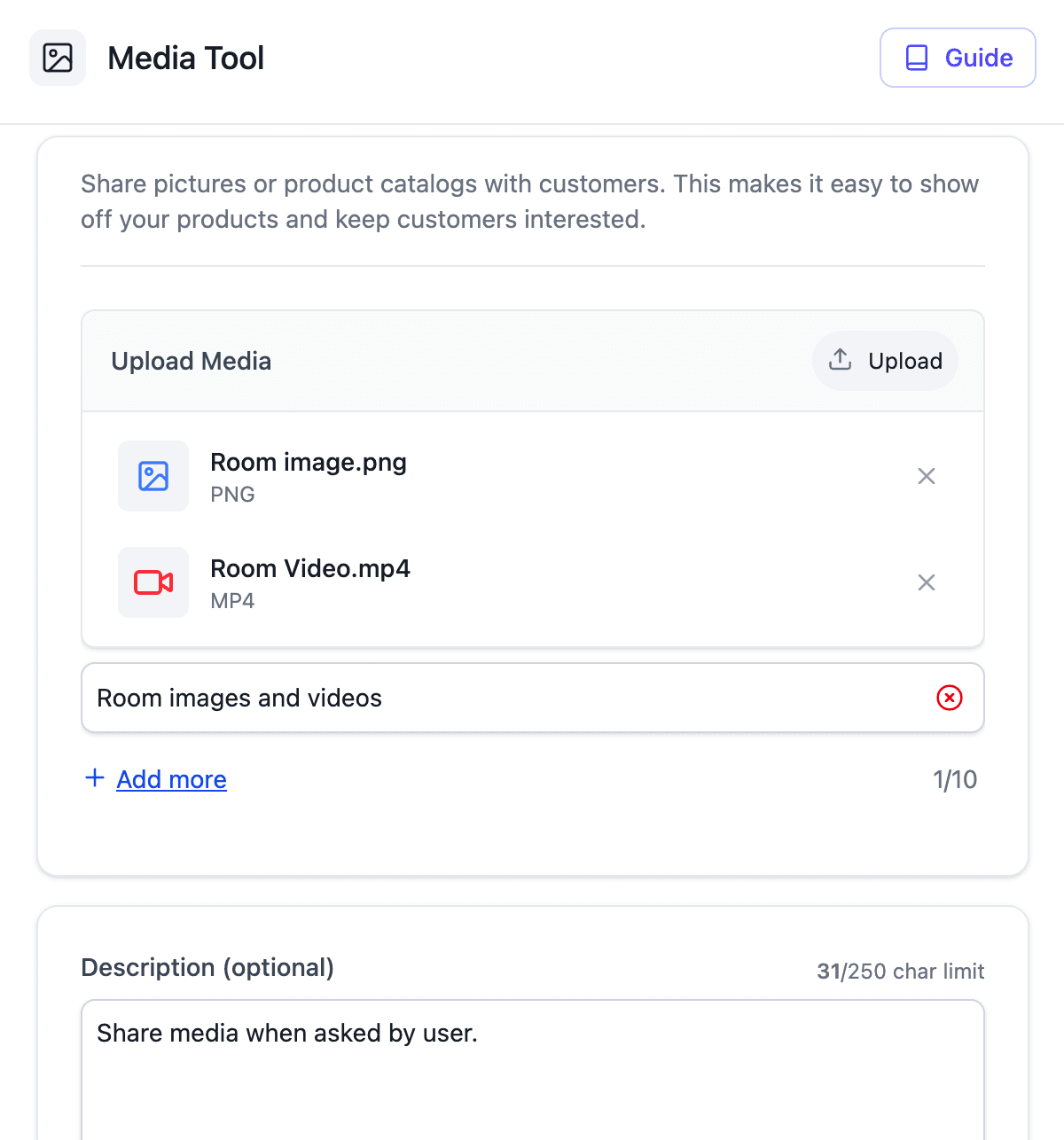 TailorTalk Agent Media Tool Interface