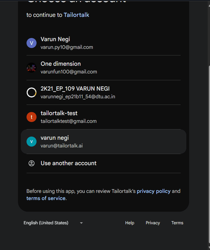 Select Google Account
