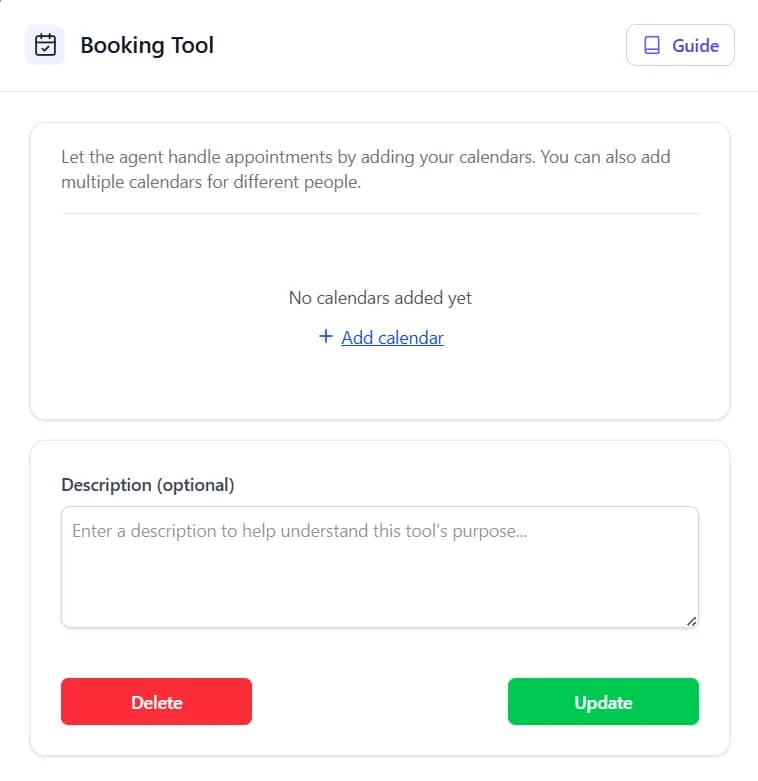 Add Calendar button in Booking Tool
