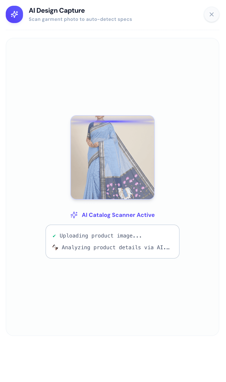 AI Design Capture scanning a product and detecting attributes