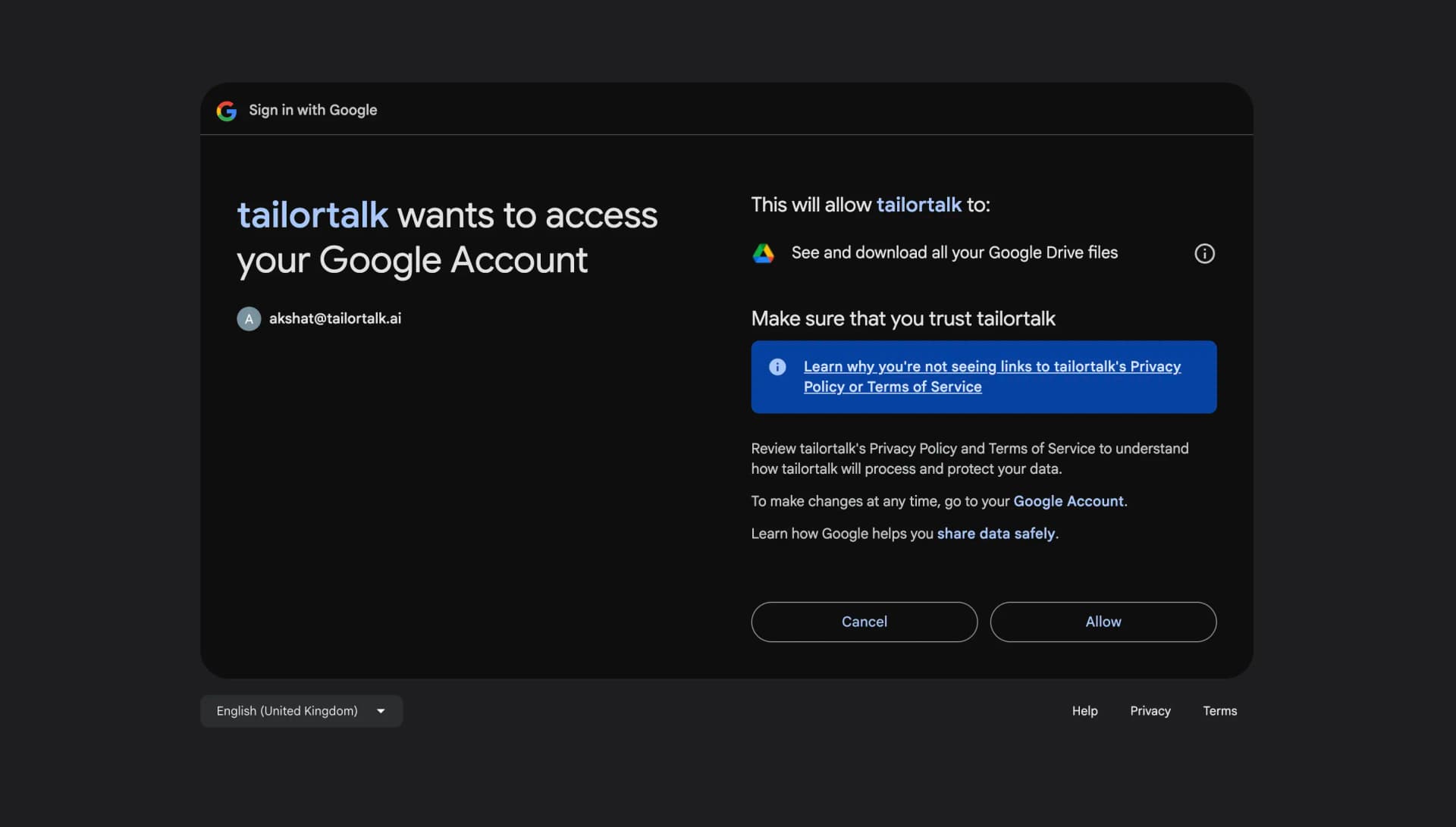 Select Google Account