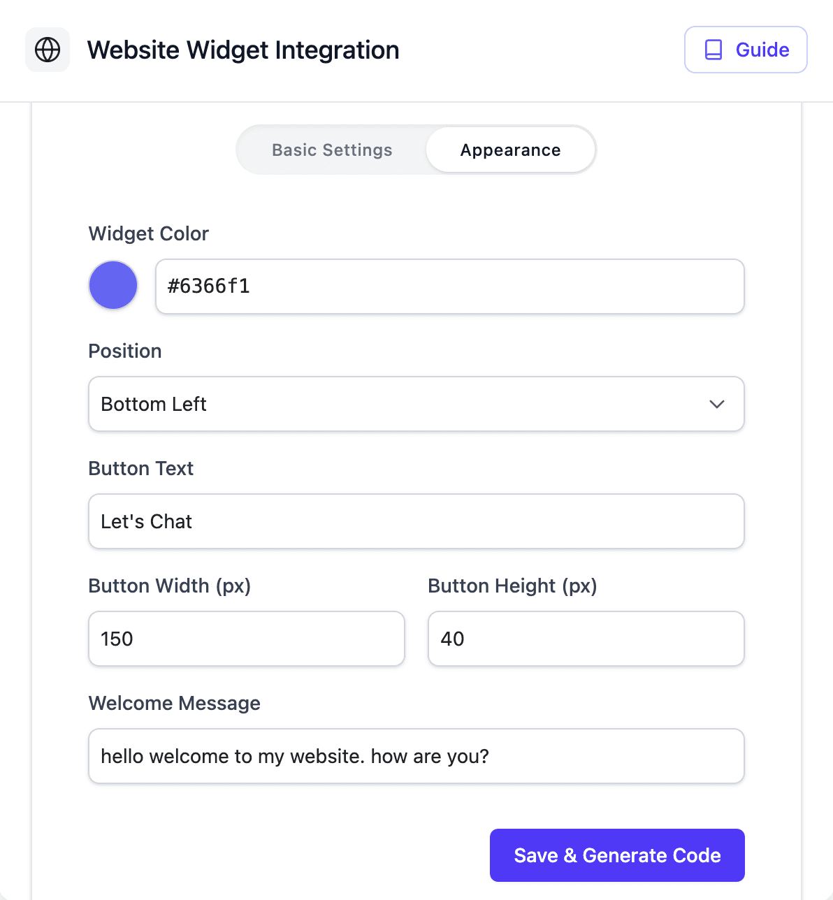 Widget Appearance