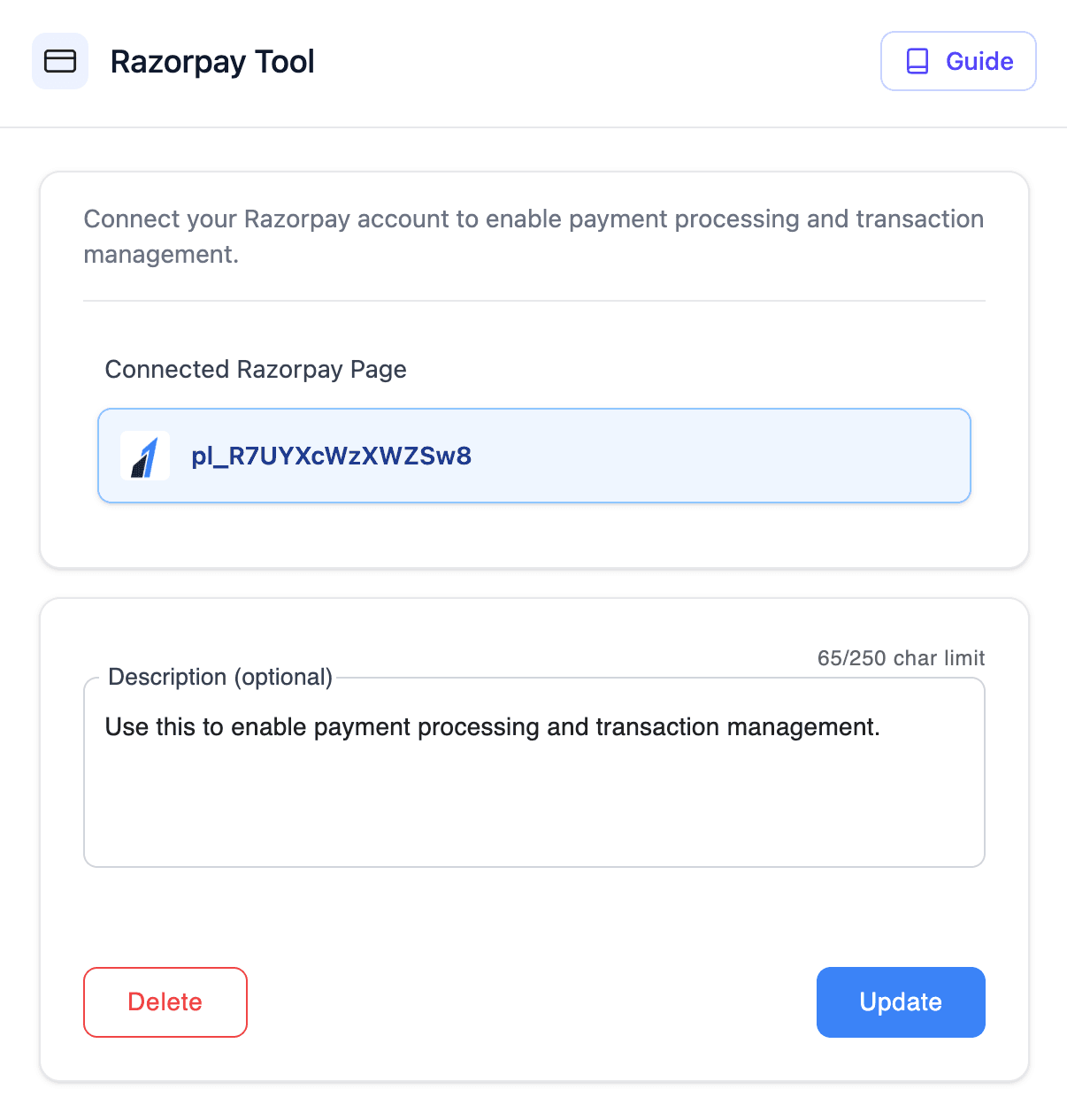 Razorpay connected to TailorTalk Agent