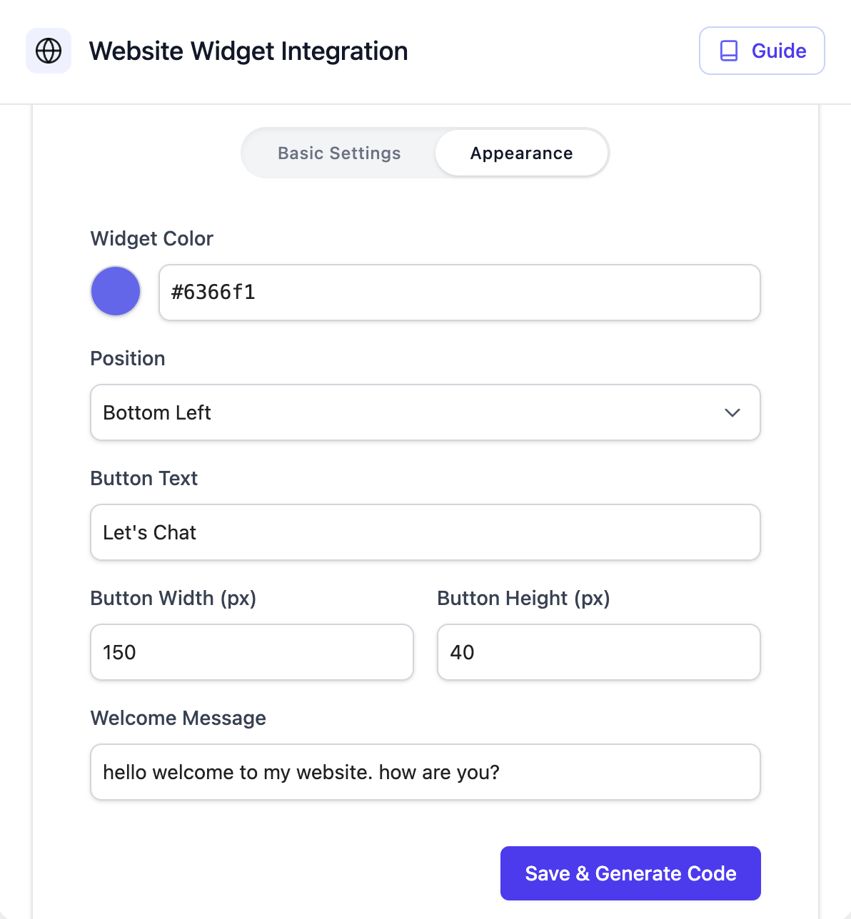 Widget Appearance
