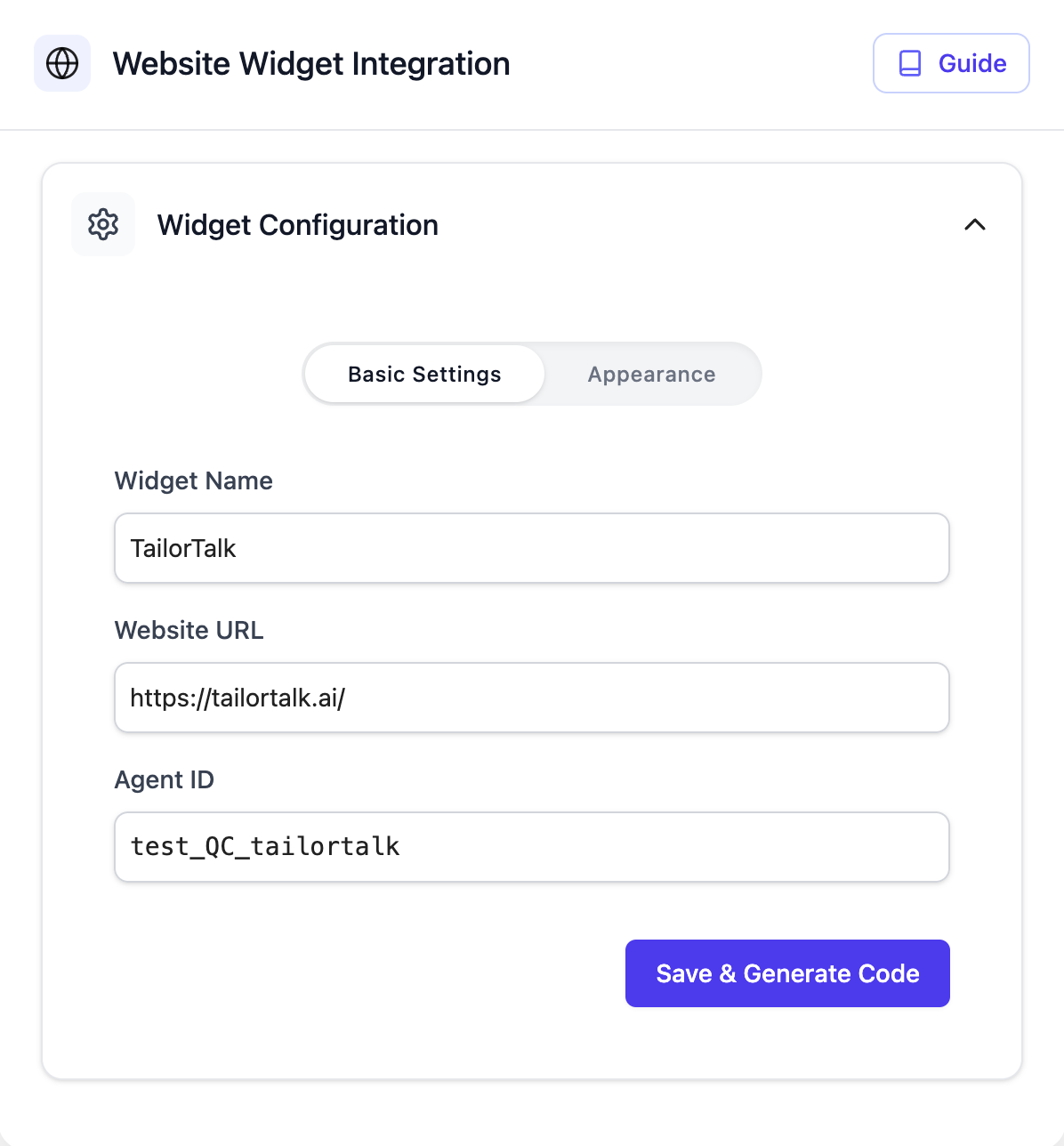 Widget Configuration